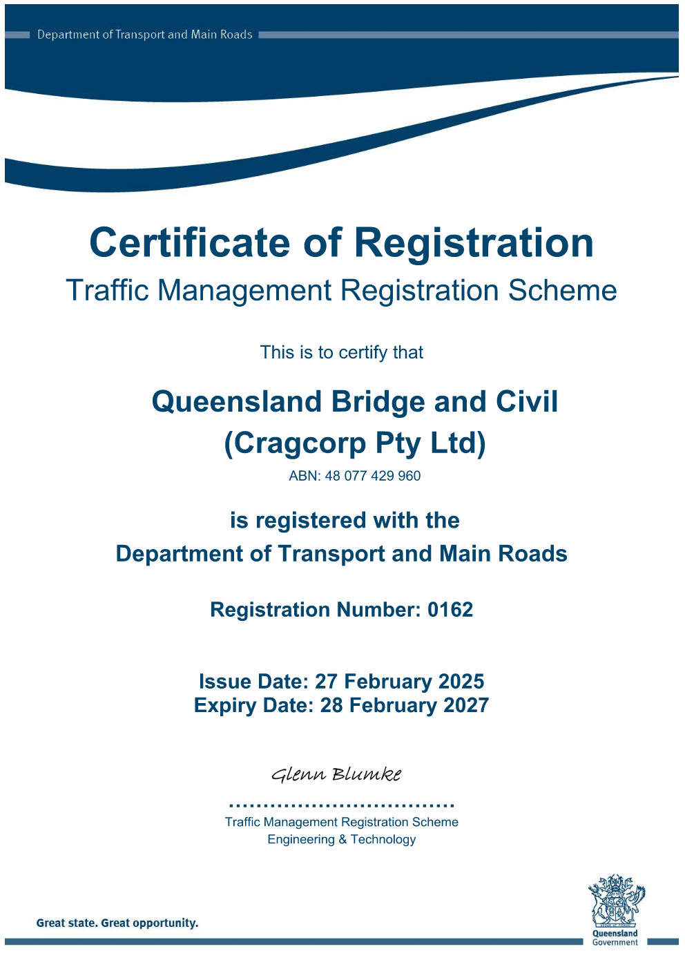 DTMR Traffic Certificate