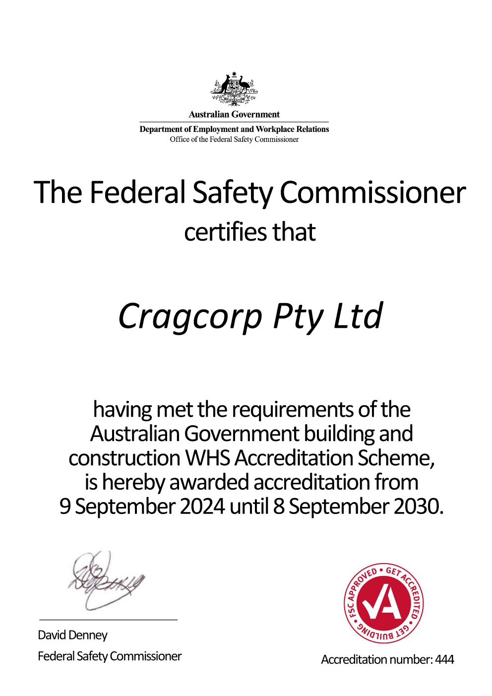 FSC Safety Certificate